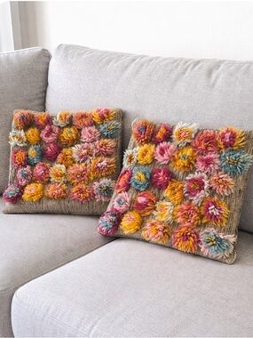 Annie Selke Party On Decorative Pillow Cover 22x22 inches Wool Cotton Set of 2